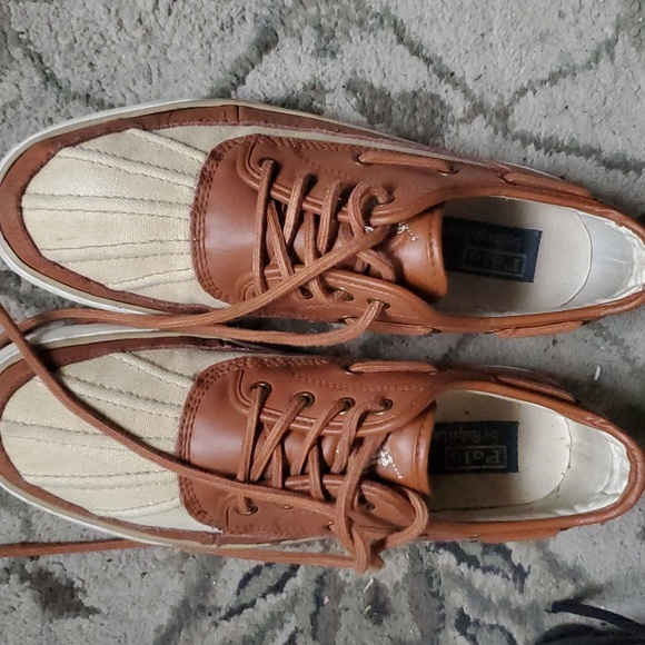 Canvas khaki color/leather RL POLO loafers - Picture 1 of 4